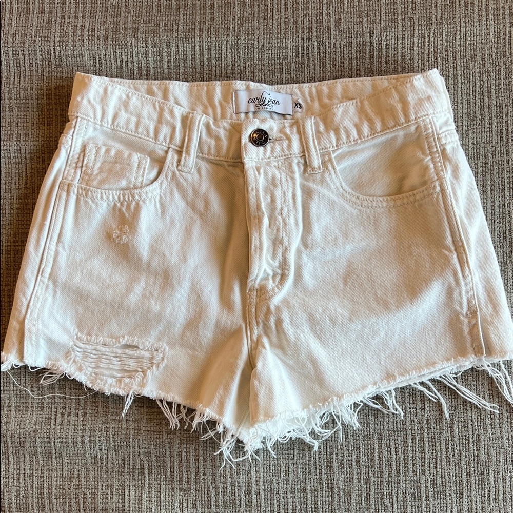Carly Jean Los Angeles Cream Jean Shorts